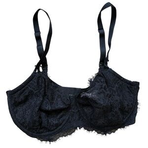 Victoria's Secret Dream Angels Push Up Bra 36DD Black Lace Unlined Underwire